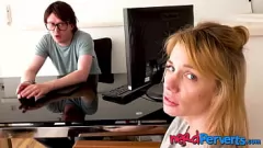 Play British Teen Blonde Jasmine Knight Tricked into Nerdy Dick Sucking